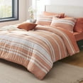 thumbnail image 5 of U by Bedsure Bed in a Bag Queen Size 7 Pieces, Burnt Orange White Striped Bedding Comforter Sets All Season Bed Set, 2 Pillow Shams, Flat Sheet, Fitted Sheet and 2, 5 of 8