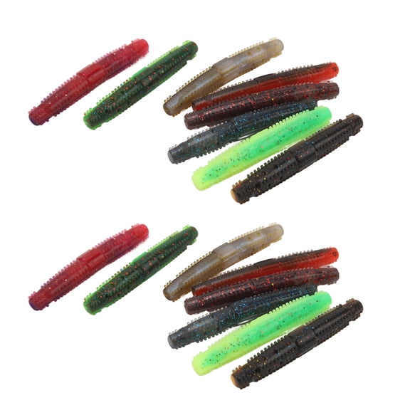 YAHHU 16-Pack TPR Soft Bait Worms with Hidden Hook & Ringing Beads – Durable, Realistic, Dual-Color, Freshwater & Saltwater Fishing Lures