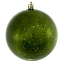 Vickerman 4" Christmas Ornament Ball, Moss Green Shiny Mercury Finish, Shatterproof Plastic, Holiday Christmas Tree Decoration, 6 Pack