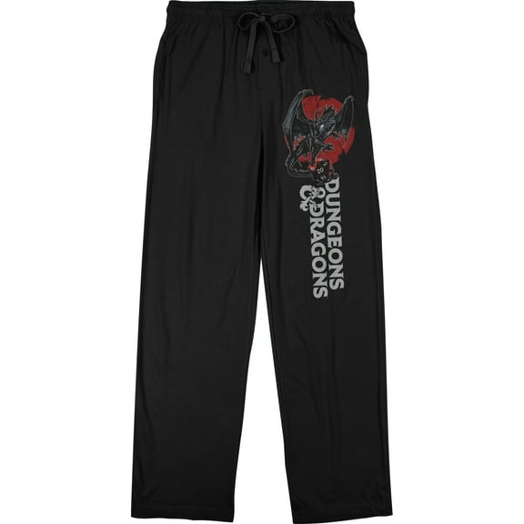 Dungeons & Dragons Game Dragons Attack Mens Black Sleep Pajama Pants-3X-Large