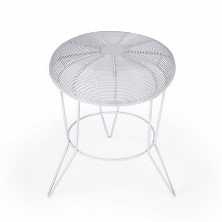 HomeRoots 488934 18 x 15 x 15 in. White Wire Round top End Table