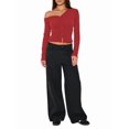 thumbnail image 2 of Cárdigan Corto de Larga con Hombros Descubiertos y Abertura Frontal para Mujer, Camisa con Botones, Tops de Otoño Rojo Vino M, 2 of 8