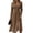 Brown, variant on Delconic Womens Long Sleeve V Neck Midi Dress Casual Solid Wrap Style Dress with Pockets High Waist A Line Flowing Dress Purple L