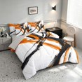 thumbnail image 2 of Manfei Abstract Brushstroke Twin Bedding, Watercolor Art Bedding Comforter Set, Orange, Black and White, Gray Reversible 7 Pieces, 2 of 6