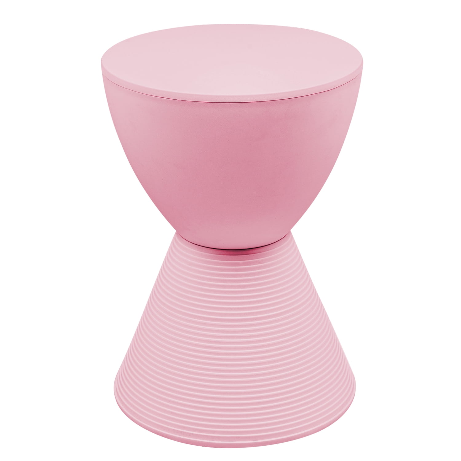 LeisureMod Boyd Modern Round Plastic Side Table Pink