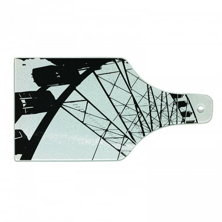

Ferris Wheel Cutting Board Close up Drawing of a Fairground Ride in Modernistic Monochrome Style Decorative Tempered Glass Cutting and Serving Board in 3 Sizes by Ambesonne
