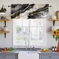 thumbnail image 2 of 2 Pack Abstract Art Valance for Window White Black Gradient Marbling Water Ripple Kitchen Valance Rod Pocket Short Curtain Topper Decorative Window Treatment for Living Room Bedroom 42"x12", 2 of 8