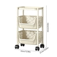 thumbnail image 3 of geerera 3-Tier Rolling Storage Cart, Plastic Utility Trolley with Top Shelf and 2 Drawer Baskets, Mobile Organizer Rack for Living Room Bathroom Kitchen, for Home Storage Supplies, 3 of 6