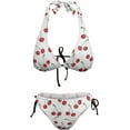 thumbnail image 5 of CROPD Women Two Piece Swimsuit Cute Cherry Tie Side Triangle Bikini Bathing Suit, 5 of 6