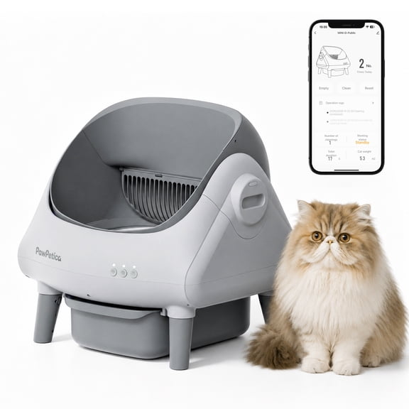 PawPetica Self Cleaning Litter Box Large Automatic Self-Cleaning Cat Litter Box Set with Waste Bags and Fragrance Box, Gray