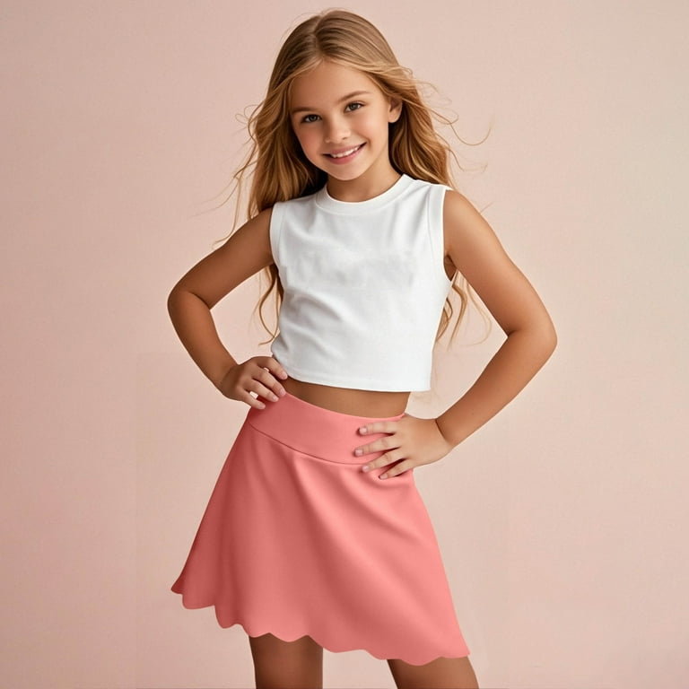 Girls' High-Waist Athletic Skorts With Emojis - X-Small For Toddlers & Kids