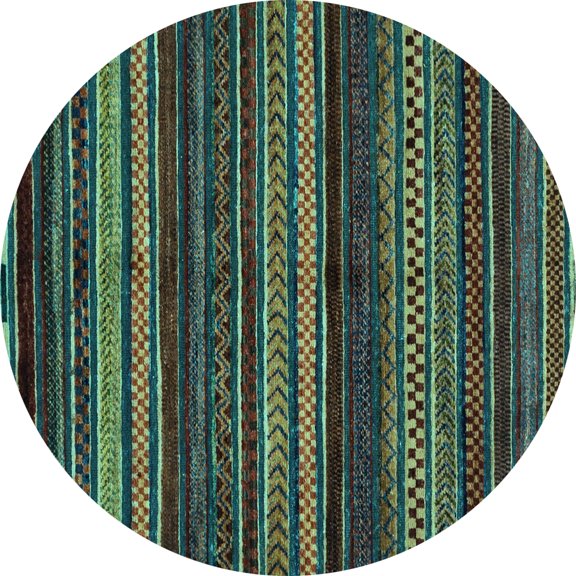 Ahgly Company Indoor Round Oriental Light Blue Modern Area Rugs, 3' Round