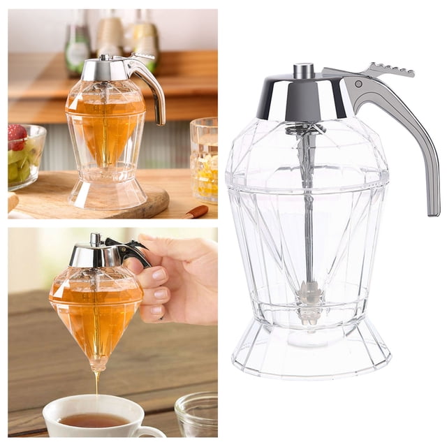 Distributeur de Sirop 7oz Pot en Verre Durable avec Fond en Silicone Base Acrylique pour Distribution de Sirop d'Huile d'Olive Distributeur de Sirop Transparent pour Garde-Manger Conteneurs de Stockage Alimentaire Hermétiques avec Couvercles Réfrigérateur