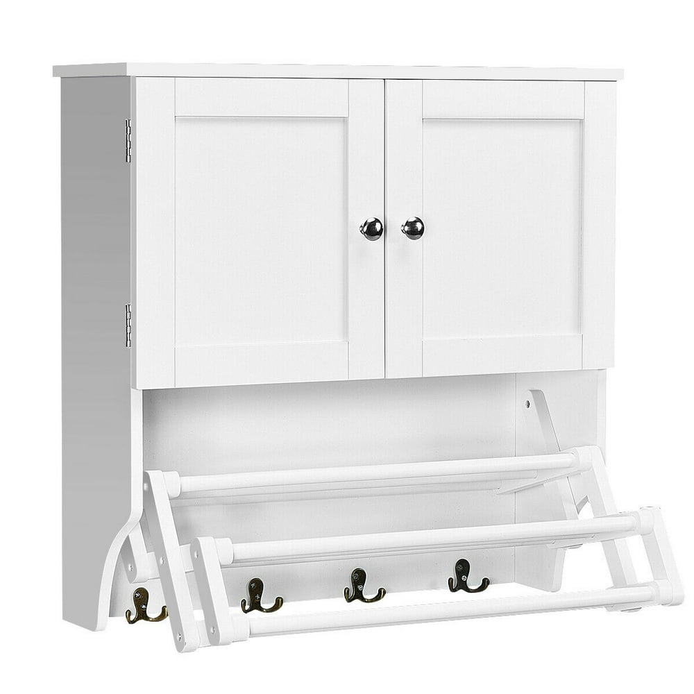 Costway Bathroom Wall W/Towel Bar and Stretchable Shelf Storage