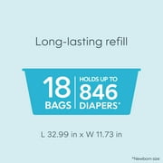 Diaper Genie Diaper Pail Easy Roll Refill with 18 Bags, Holds up to 846 Newborn Diapers