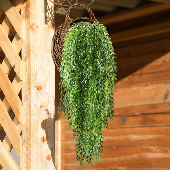 Simulation Willow Branches Artificial Hanging Vines Green Foliage Decorative Leaves Fake Weeping Willow Tree Fronds Plastic Plants Room Decor Wall Ceiling Dangling Green