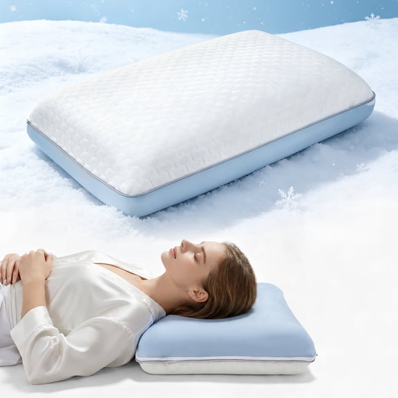 AMTPM Memory Foam Pillow for Bed, Firm Cooling Pillow with Washable Cover, Supportive Bed Pillow for Side,Stomach and Back Sleepers,1 Pack