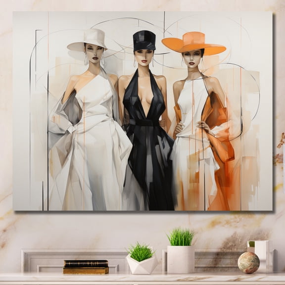 Designart Large Fashion Wall Art, Stylish Geometric Silhouette I , Fashion Wall art decor, Black Glam Canvas wall art, 20x12 inches