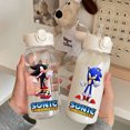 thumbnail image 2 of Botella de agua con pajita de plástico transparente de 600 ml de Sonic The Hedgehog, portátil, para deportes al aire libre, para niños, resistente a fugas, 2 of 5
