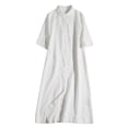 thumbnail image 1 of Vestido de Verano de Manga Corta para Mujeres de Moda Sexy Color Sólido Botón Cuello en V, Vestido Casual Ligero, 1 of 6