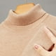 thumbnail image 5 of Suéter de cuello alto con camisa de punto para hombres jóvenes y de mediana edad, suéter cálido de color sólido, suéter multicolor, 5 of 6