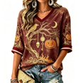 thumbnail image 2 of Bovemsi Tops for Women Trendy Soft Loose‑Fit V‑Neck Half‑Sleeve Prints Fashion Outfits Clothes Breathable L, 2 of 4