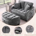 thumbnail image 4 of MIKIBAMA 54.8" Oversized Curved Chaise Lounge Chair with Ottoman, Grey Chenille, 4 of 9