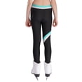 thumbnail image 2 of Xnihocha Kids Girls Ice Skating Training Pants Color Block Skinny Gymnastic Yoga Workout Legging Blue Green 14, 2 of 6