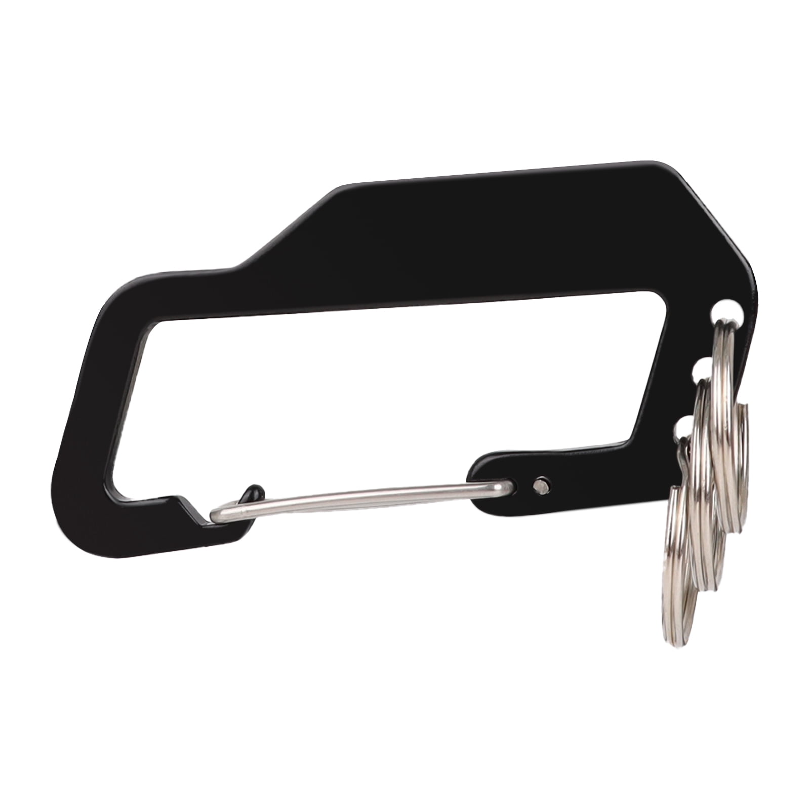 Toptie 10 Pcs Carabiners, Keychain Clip Hook with 3 Key Rings, 3-3/8 Inches Aluminum Black Spring Clip