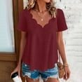 thumbnail image 2 of FRSASU Womens Palace Lock Short Sleeve Tops Beach Vacation T Shirts Summer Fashion Breathable Shirts Wine, 2 of 9