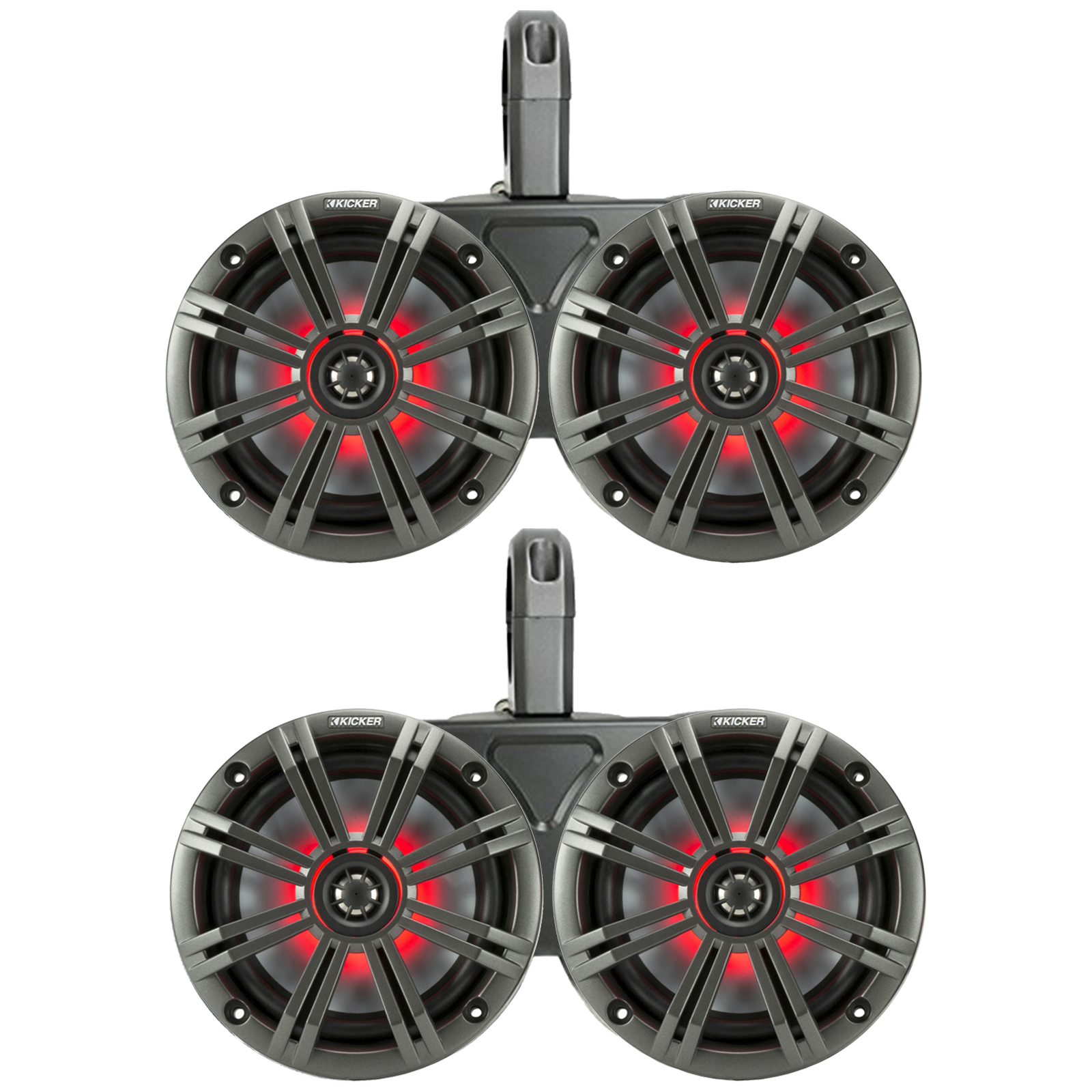 2 Pair (QTY 4) of Kicker 6.5" 2Way 195 Watts Peak Power Coaxial Marine