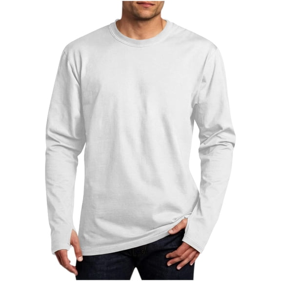 cfhntfmh Mens Long Sleeve Workout Shirts with Thumb Holes Casual Base Layer Athletic Running Gym Hiking Shirts(White aa1, X-Large)
