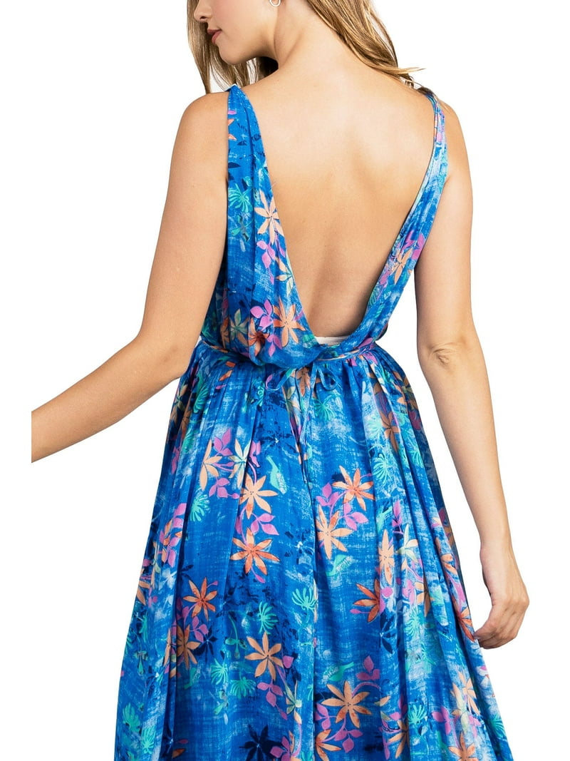 white and blue striped maxi dress White and Dusty Blue Striped Sleeveless Maxi Dress