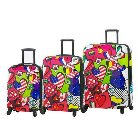 mia toro italy  international love 3-piece expandable fashion hardside spinner luggage