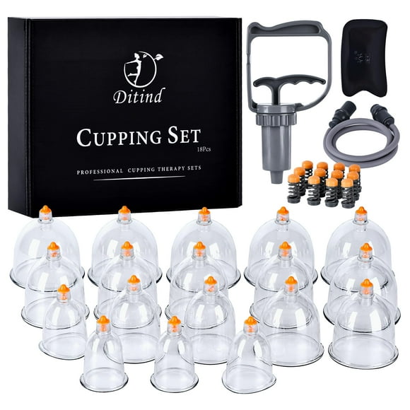 Set de terapia con ventosas Ditind, 18 unidades, con funda para terapia de masaje