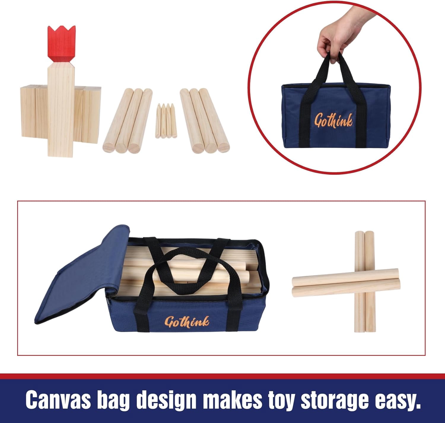 Kubb Yard Game Set - Fun, Interactive Outdoor Family Games for Adults and Kids, Durable Blocks with Travel Bag, Perfect for Backyards, Lawn, and Beach