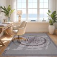 thumbnail image 3 of Design&I 8'x10' Washable Area Rug Boho Grey Sunburst Center Motif Ombre Gradient Lattice Purple Flowing Dynamic for Dining Room, Large Office, Lounge, Snag-Free, 3 of 7