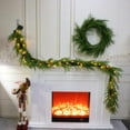thumbnail image 3 of 9 Ft Lighted Christmas Garland Pre-Lit Christmas Wreath Outdoor Lighted Garland with Red Berries for Home, Door, Garden, Holiday, Wedding Party Decor, 3 of 6