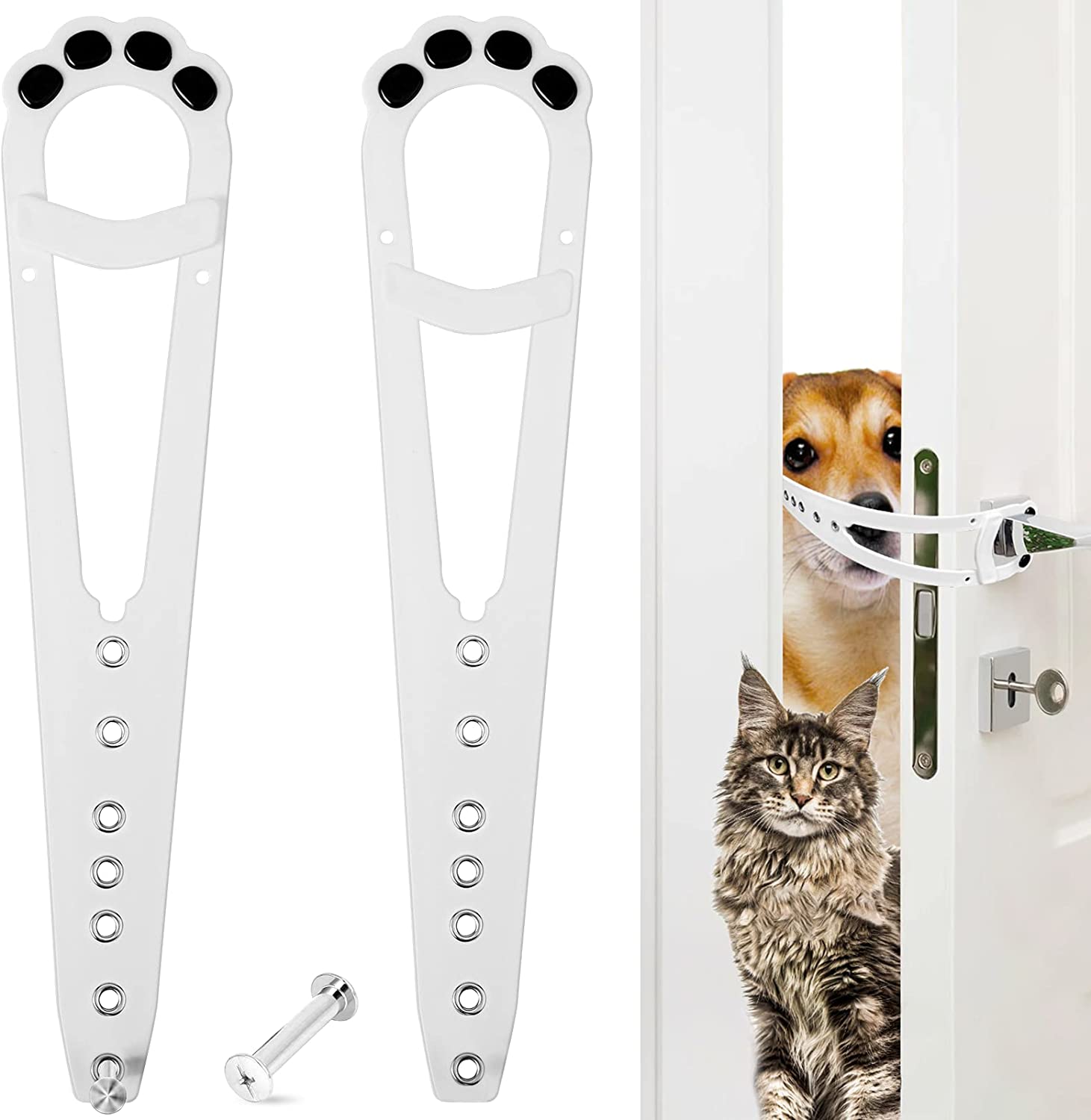 2 Pack Adjustable Cat Door Holder Latch, Stronger Flex Door Stopper