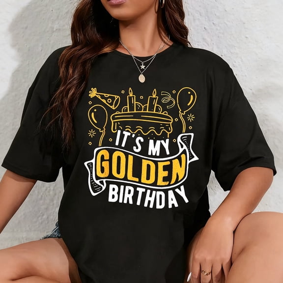100% Cotton IT'S MY Golden Birthday Celebration Party Birth Golden Fan T-Shirt
