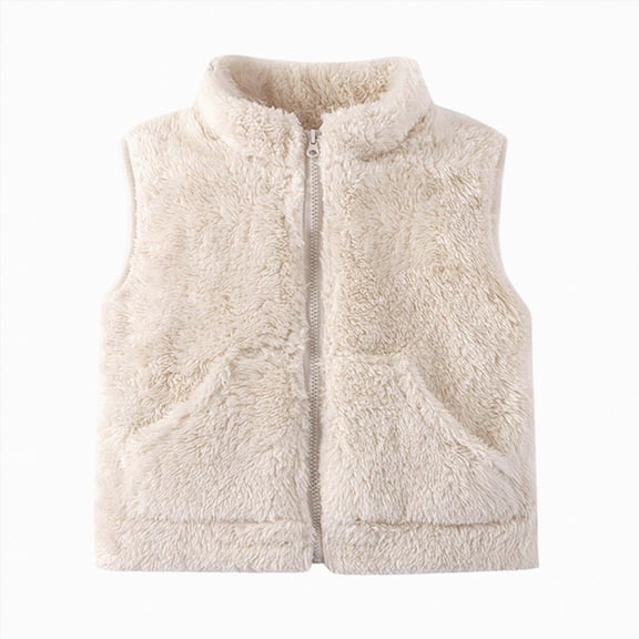 felwors Toddler Baby Boy Girl Fleece Vest Fuzzy Sherpa Warm Sleeveless Waistcoat | Toddler Baby Boy Girl Fleece Vest Fuzzy Sherpa Sleeveless Waistcoat Fall Winter Warm Plush Jacket Vest with Pockets