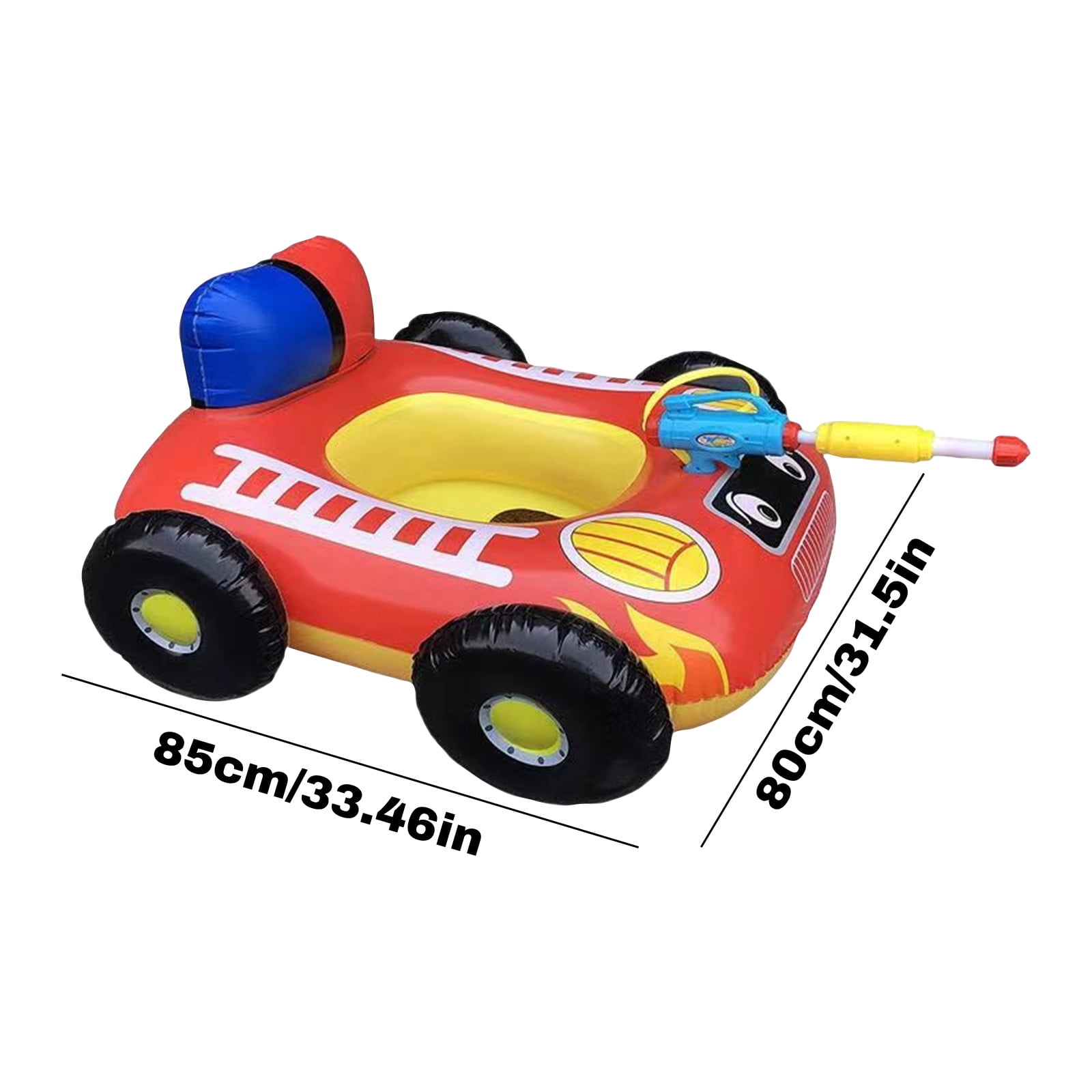Red Kids Inflatable Sports Car Swim Ring, Toddler Car Seat Pool Float with Horn, Baby Swimming Float for Summer Pool Beach Water Play Toys for Boys Girls