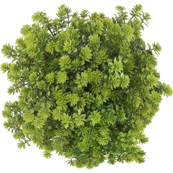 Viworld Artificial Flower 4 Bundles Outdoor UV Resistant Plants Shrubs Boxwood Plastic Leaves Fake Bushes Greenery for Farmhouse Home Kitchen Window Box Patio Yard Indoor Garden Wedding Decor(Green)