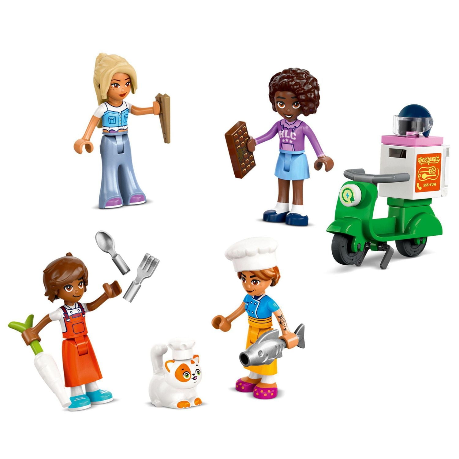 LEGO Friends Restaurant and Cooking School Toy Building Set - Restaurant Pretend Play Set for Kids, Girls and Boys, Ages 8+ - with 4 Minidolls, Cat Figure, and Scooter - Birthday Gift Idea - 42655