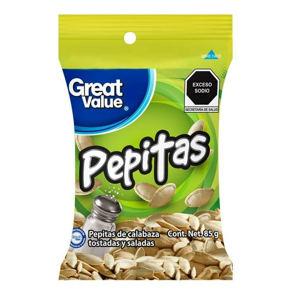 Pepitas Great Value tostadas y saladas 85 g
