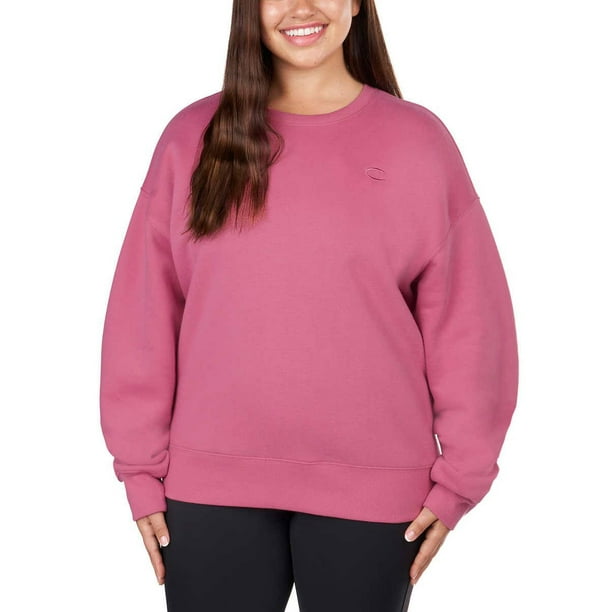 Champion Women s Logo Fleece Sweatshirt Pink M Walmart Business Supplies