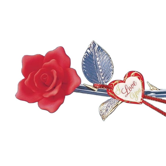 Red Long Stem Rose Glass Figurine