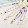 thumbnail image 3 of 1 Box 2Pcs ID Badge with Lanyard Beads ID Badge Chain Necklace Natural Amethyst Stone Bead Quartz with Swivel Lobster Clasps, 3 of 7