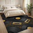 thumbnail image 3 of ODIKA 8'x10' Washable Area Rug Durable, Non-Slip Personalized Album Artwork Retro Record Player Cassette for Living Room, Under Sectional, Family, 3 of 7
