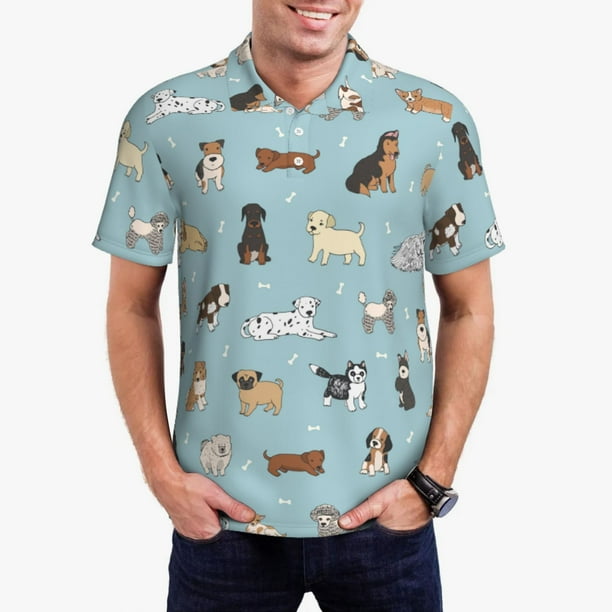 Balery Dog Pets Camisa Polo de Hombre con Estampado, de Manga Corta y Tejido Medio, Camisa Tipo Golf Polo-Small